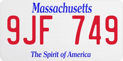 MA license plate 9JF749