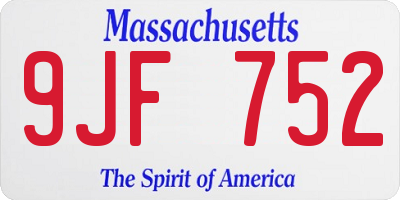 MA license plate 9JF752