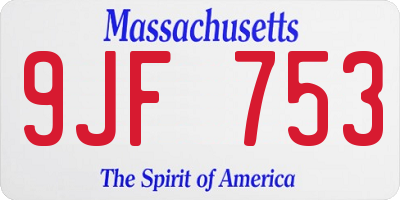 MA license plate 9JF753