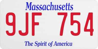MA license plate 9JF754