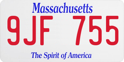 MA license plate 9JF755