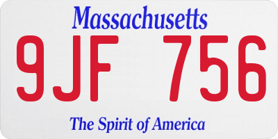 MA license plate 9JF756