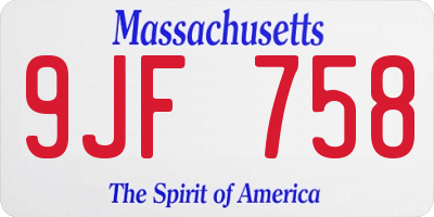 MA license plate 9JF758