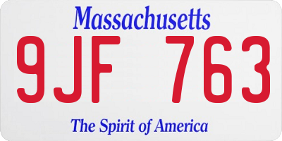 MA license plate 9JF763