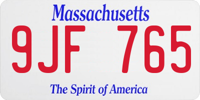 MA license plate 9JF765