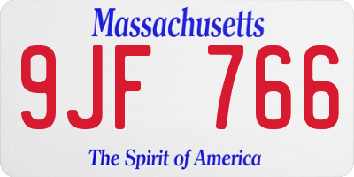 MA license plate 9JF766