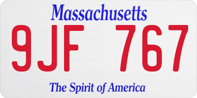 MA license plate 9JF767