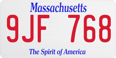 MA license plate 9JF768