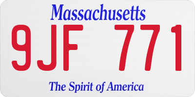 MA license plate 9JF771