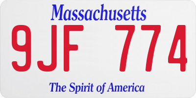 MA license plate 9JF774