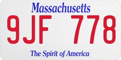 MA license plate 9JF778