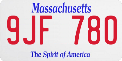 MA license plate 9JF780
