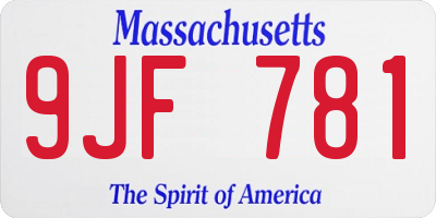 MA license plate 9JF781