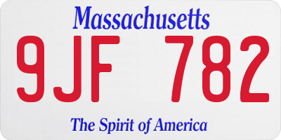 MA license plate 9JF782