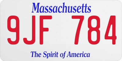 MA license plate 9JF784
