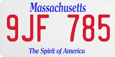 MA license plate 9JF785