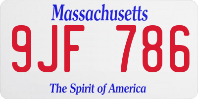 MA license plate 9JF786