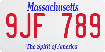 MA license plate 9JF789