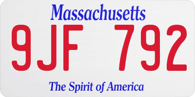 MA license plate 9JF792