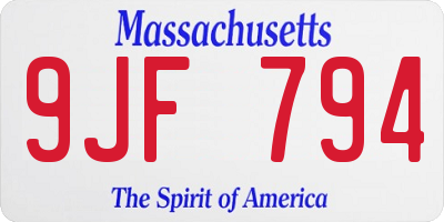 MA license plate 9JF794