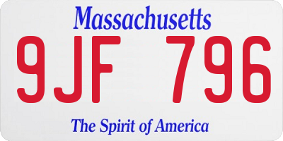 MA license plate 9JF796