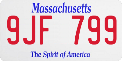 MA license plate 9JF799
