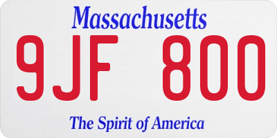 MA license plate 9JF800