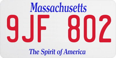 MA license plate 9JF802