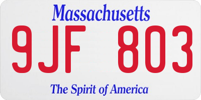 MA license plate 9JF803