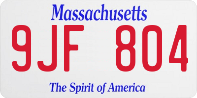 MA license plate 9JF804