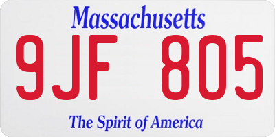 MA license plate 9JF805