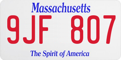 MA license plate 9JF807
