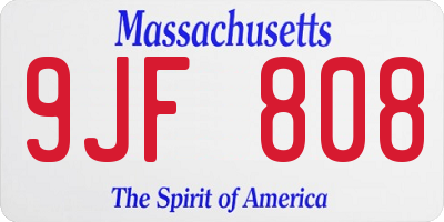 MA license plate 9JF808