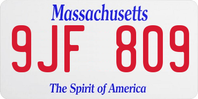 MA license plate 9JF809