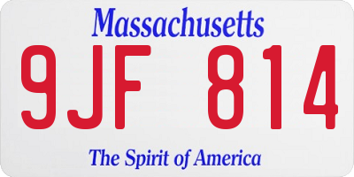 MA license plate 9JF814