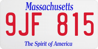 MA license plate 9JF815