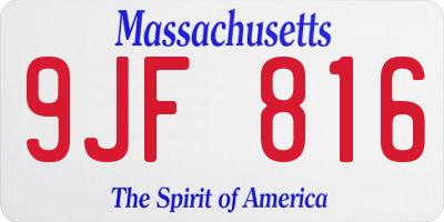 MA license plate 9JF816