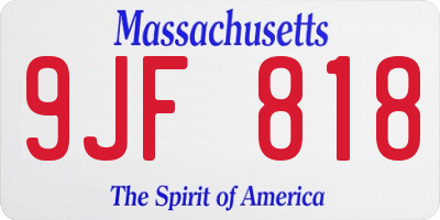 MA license plate 9JF818