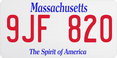 MA license plate 9JF820