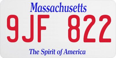 MA license plate 9JF822