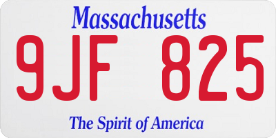 MA license plate 9JF825