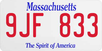 MA license plate 9JF833