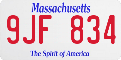 MA license plate 9JF834