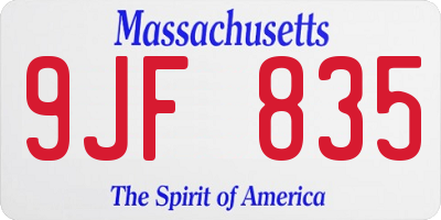 MA license plate 9JF835