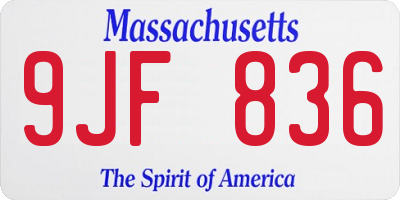 MA license plate 9JF836