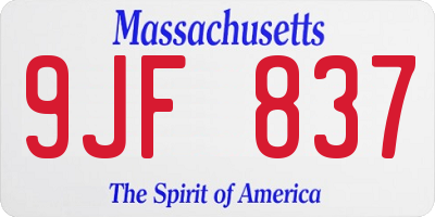 MA license plate 9JF837