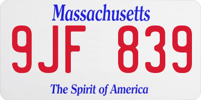 MA license plate 9JF839
