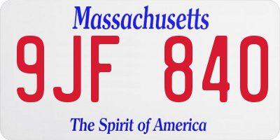 MA license plate 9JF840