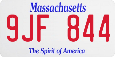 MA license plate 9JF844