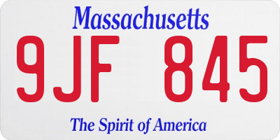 MA license plate 9JF845